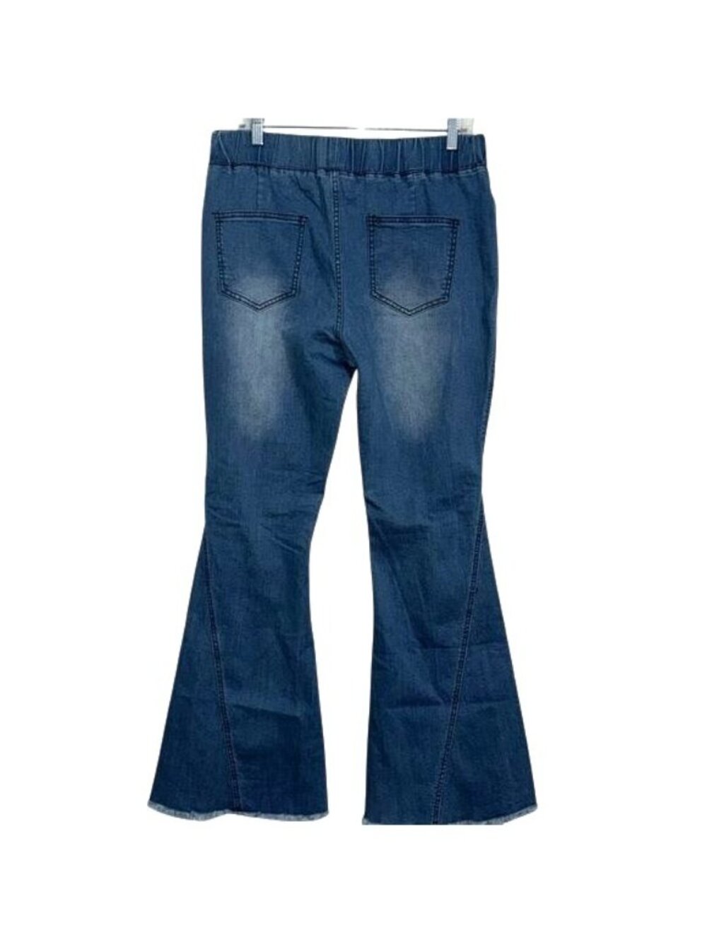 Womens XL Denim Bell-Bottom Jeans With Frayed Hem - Picture 10 of 13